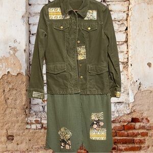 Upcycled corduroy and gauze boho jacket